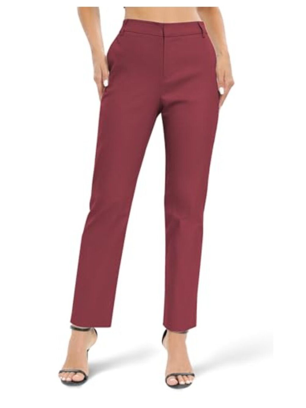 High Waist Straight Leg Business Casual Trousers with Pockets